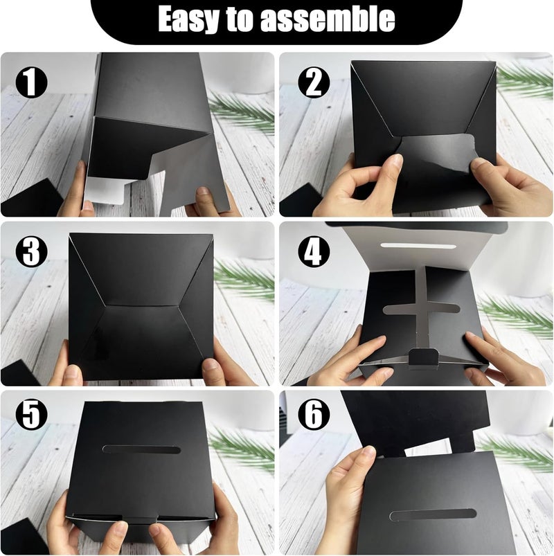Ysglory 12 Pack Raffle Ticket Box Black Cardboard Suggestion Box with Slot Donation Ballot Boxes for Fundraising Collecting Business Card Voting Contest, 6 x 6 x 6 Inches - Image 5